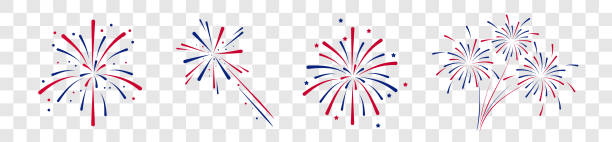 Fireworks Fourth of July.Fireworks with a red and blue stars and sparks . United states of america independence day fireworks. Red, blue fireworks for 4th of July . Fireworks Fourth of July. Fireworks with a red and blue stars and sparks . United States of America Independence day fireworks. Red, blue fireworks for 4th of July . fireworks stock illustrations