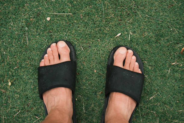 istock Camper feet wearing sandals 2158168619