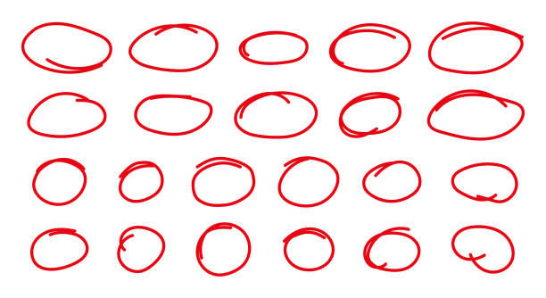 istock Hand drawn red doodle brush stroke . Set of geometric one line frames . Frame with a marker of a geometric circle . Simple abstract continuous line round frames . Red Round hand drawn sketch frame. 2158168748