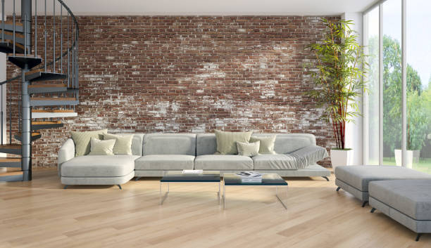 istock Large luxury modern bright interiors Living room mockup illustration 3D rendering image 2158170705