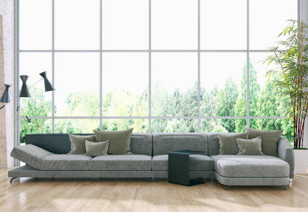 istock Large luxury modern bright interiors Living room mockup illustration 3D rendering image 2158170801