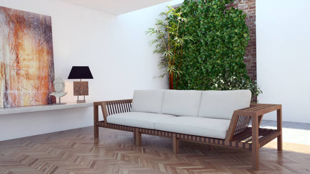 istock Large luxury modern bright interiors Living room mockup illustration 3D rendering image 2158171718