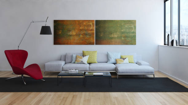 istock Large luxury modern bright interiors Living room mockup illustration 3D rendering image 2158171739