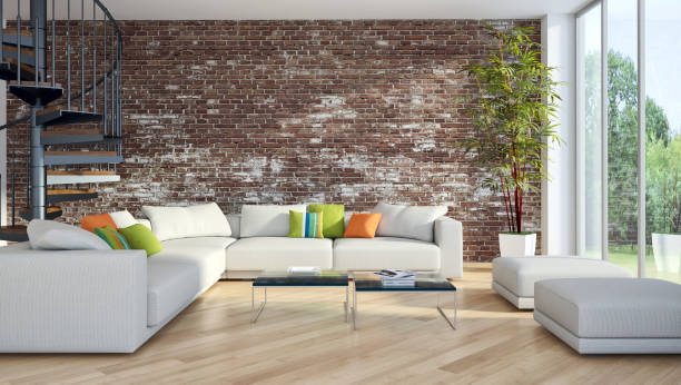 istock Large luxury modern bright interiors Living room mockup illustration 3D rendering image 2158171746