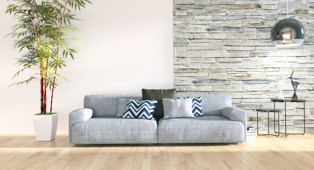 istock Large luxury modern bright interiors Living room mockup illustration 3D rendering image 2158171769