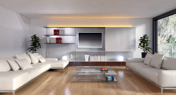 istock Large luxury modern bright interiors Living room mockup illustration 3D rendering image 2158171885