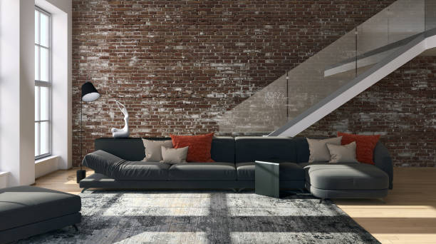 istock Large luxury modern bright interiors Living room mockup illustration 3D rendering image 2158171952