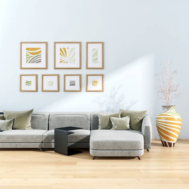istock Large luxury modern bright interiors Living room mockup illustration 3D rendering image 2158172070