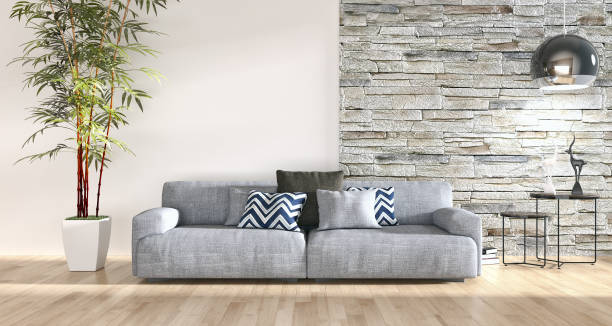 istock Large luxury modern bright interiors Living room mockup illustration 3D rendering image 2158173070