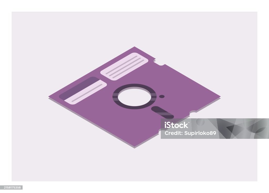 Flat Disk Computer Old Computer Floppy Disk Simple Flat Illustration In Isometric View ...