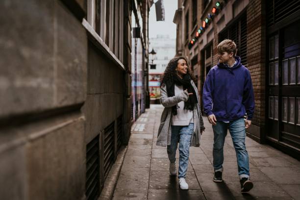 istock Couple on a date, walking in the city 2158176147