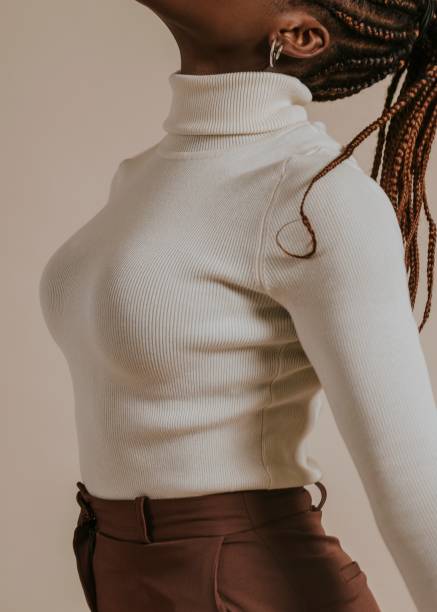 istock Woman wearing white turtleneck sweater 2158176251