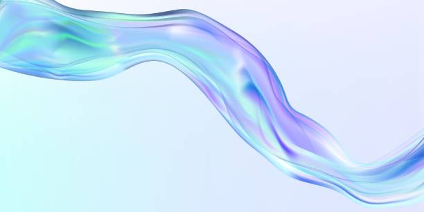 Print Abstract holographic wave.Flow iridescent fluid.Dynamic spectrum ribbon. ribbon flow stock illustrations