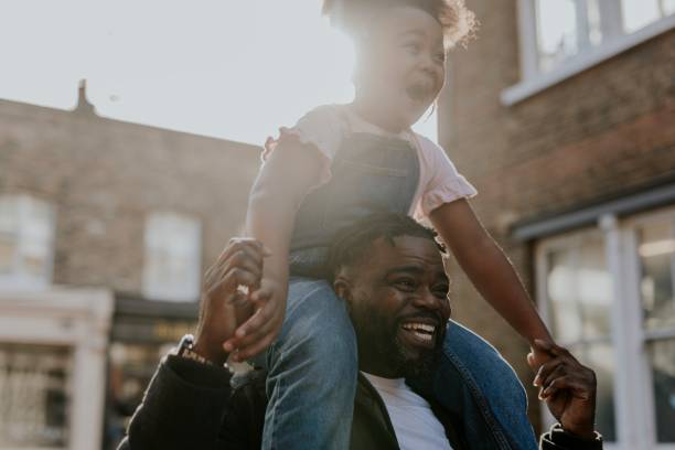istock Happy dad carrying daughter on shoulders 2158183475