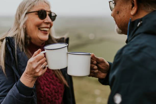 istock Senior camping couple drinking coffee 2158183497