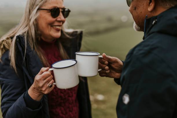 istock Senior camping couple drinking coffee 2158183502