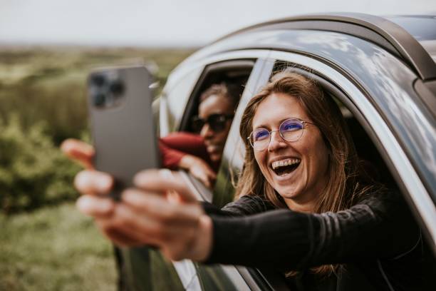 istock Women selfie on road trip photo 2158184841