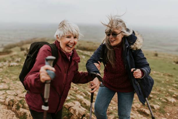 istock Senior women hiking on mountain 2158185072