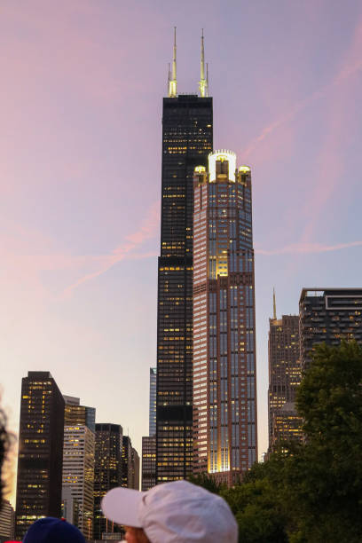 The Willis Tower in Chicago Illinois. Tall skycrapers in downtown.