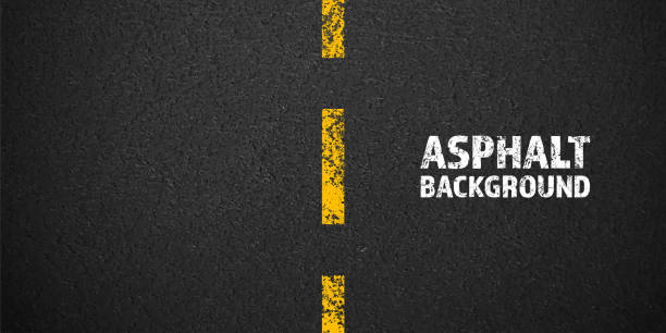 istock Asphalt road with yellow cracked lane marking, concrete highway surface, texture. Street traffic line, road dividing strip. Pattern with grainy structure, grunge stone background. Vector illustration 2158185593