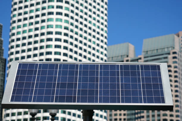 istock solar panel in front of downtown skyscrapers 2158188726