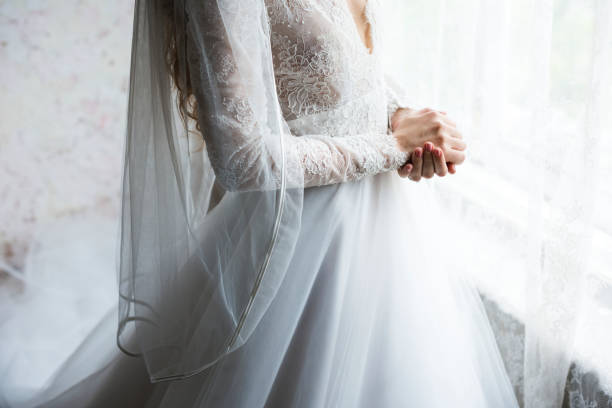 istock Attractive Beautiful Bride in a Wedding White Dress 2158190994