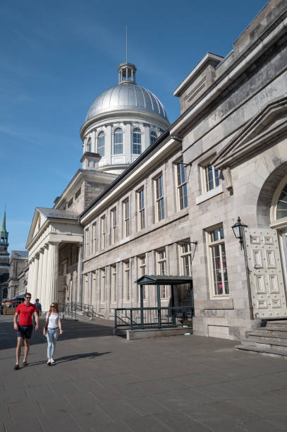 Montreal, Quebec, Canada - June 01, 2024:  Bonsecours Market in Montreal is located on cobblestoned historic St. Paul Street in Old Montreal.   It is a public market and is also available as a public banquet hall.