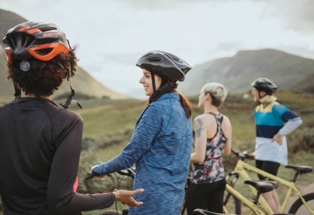 Group of cyclists enjoying the view