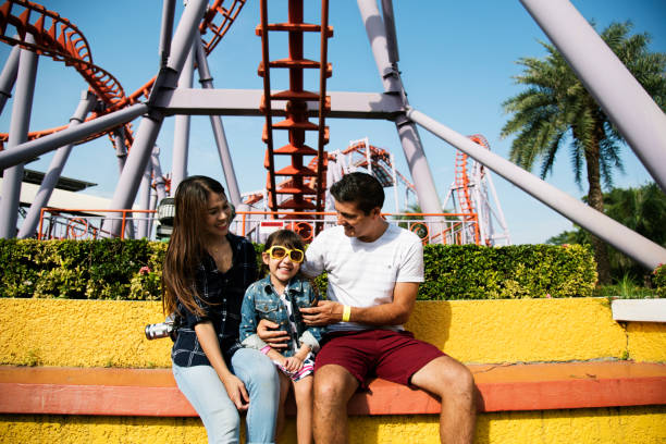 Mixed race family enjoying time together