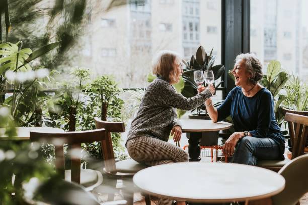 istock Senior lesbian couple celebrating with wine 2158195011