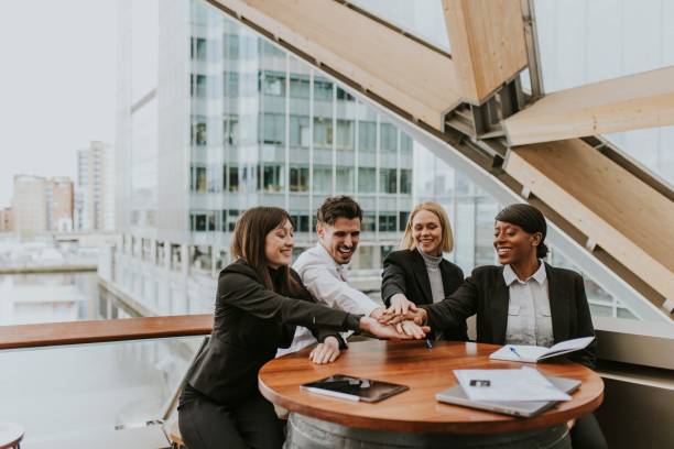 istock Business colleagues united hands, teamwork photo 2158195409