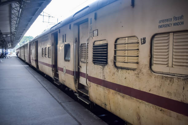 istock Amritsar, India, June 03 2024 - Indian railway train at Amritsar railway station platform during morning time, Colourful train at Amritsar, Punjab railway station 2158201626