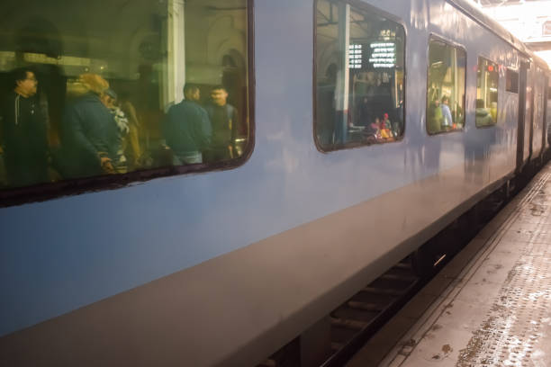istock Amritsar, India, June 03 2024 - Indian railway train at Amritsar railway station platform during morning time, Colourful train at Amritsar, Punjab railway station 2158201766