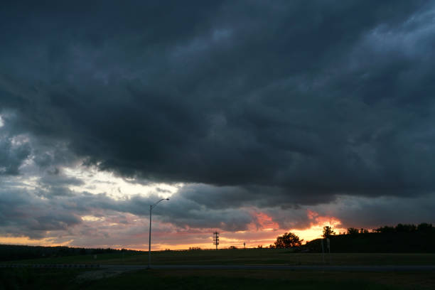 colorful dramatic sky and silhouette at sunset time