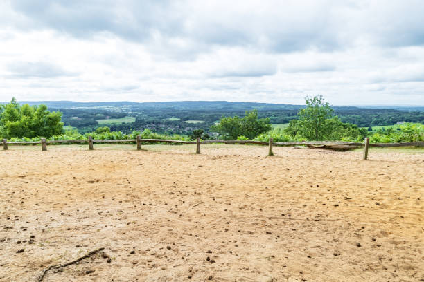 istock Countryside viewing point fence Surrey Hills  England 2158203140