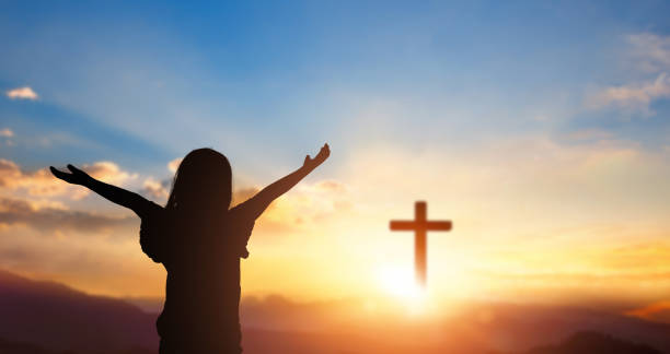 istock Christian worship concert with cross background 2158203184