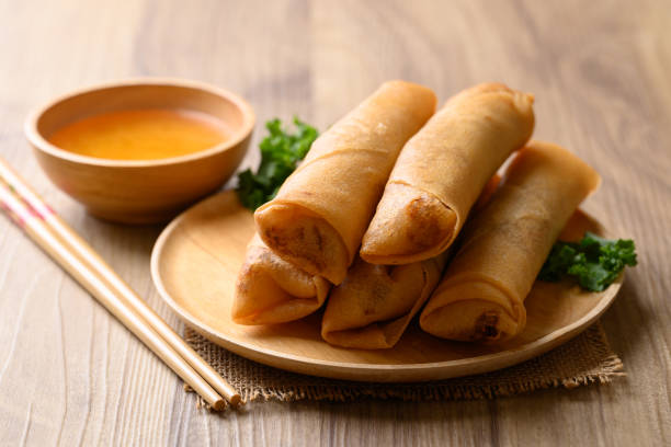 istock Asian deep fried spring roll filling with cabbage, carrot and glass noodles 2158203941