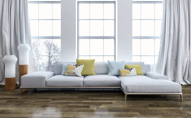 istock Large luxury modern bright interiors Living room mockup illustration 3D rendering image 2158206094