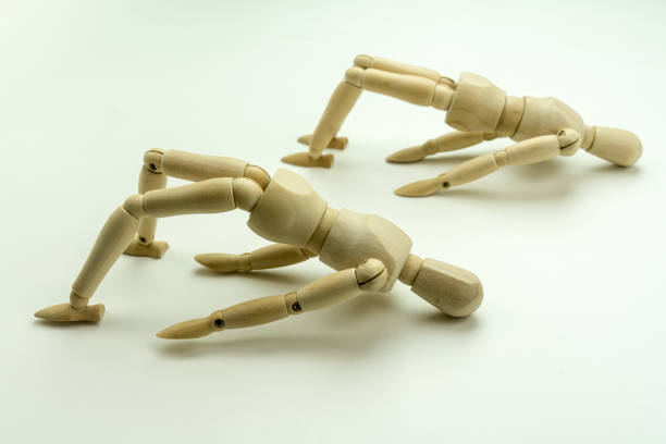istock Drawing doll Bridge pose Yoga teacher and student 2158206147
