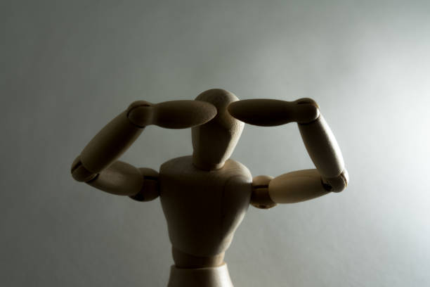 Drawing doll A person holding his head in trouble