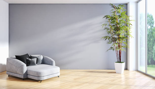 istock Large luxury modern bright interiors Living room mockup illustration 3D rendering image 2158206295