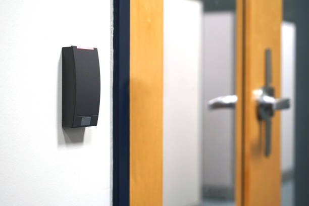 istock door entrance card reader of security system in the office building 2158206512