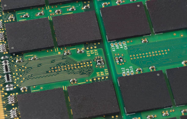 istock close up on integrated circuit chips on the board 2158208297