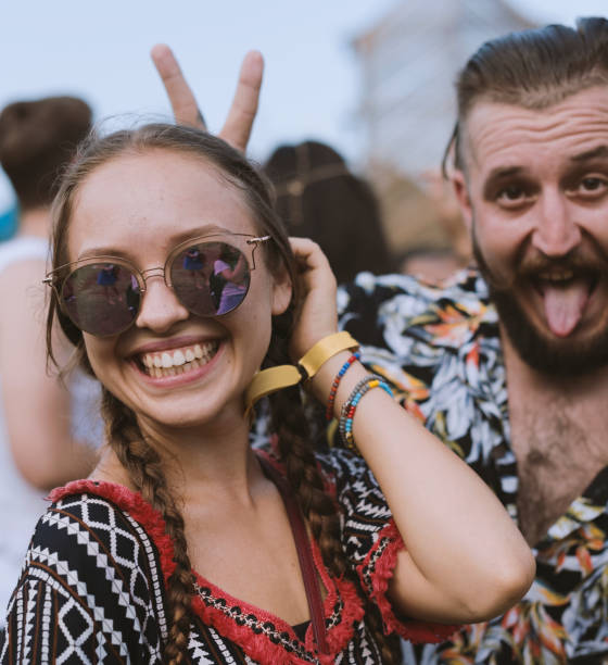 Diverse group of people enjoying a road trip and festival