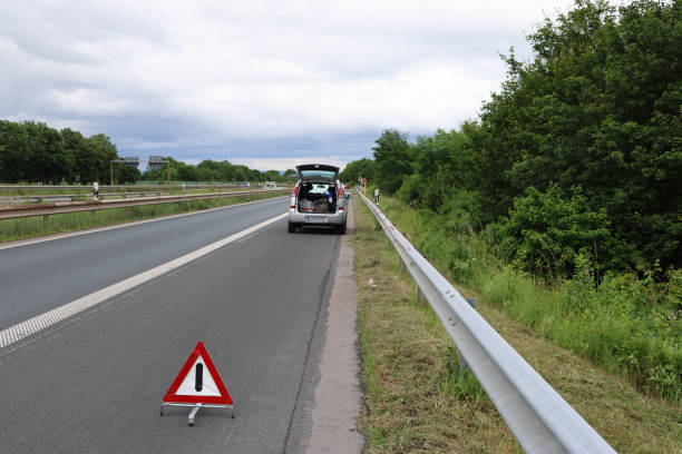 Motorway Infrastructure Front View of Driving Car through Streets