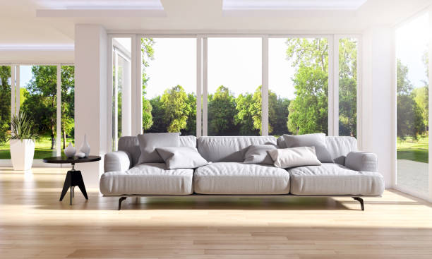 istock Large luxury modern bright interiors Living room mockup illustration 3D rendering image 2158209294