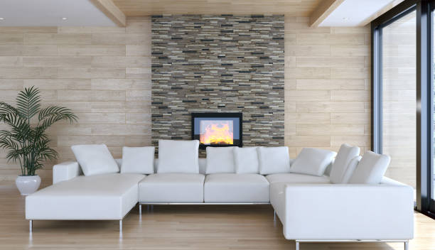 istock Large luxury modern bright interiors Living room mockup illustration 3D rendering image 2158209396