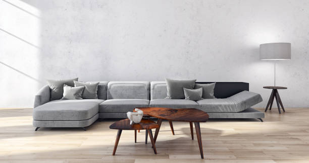 istock Large luxury modern bright interiors Living room mockup illustration 3D rendering image 2158209545