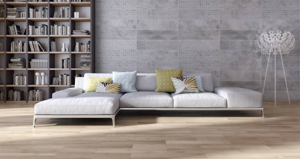 istock Large luxury modern bright interiors Living room mockup illustration 3D rendering image 2158209689
