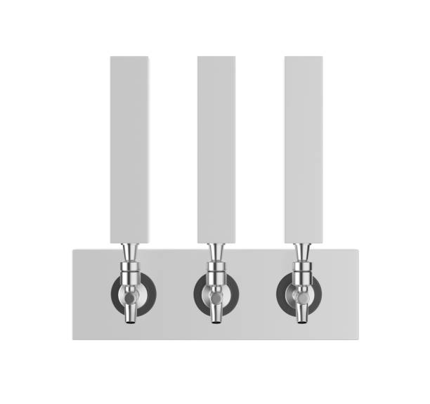istock Promotional realistic beer taps with handles different shape 3d illustration. 2158214341